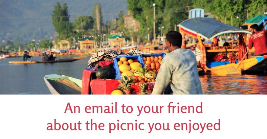 An email to your friend about the picnic you enjoyed