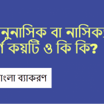 অনুনাসিক বা নাসিক্য বর্ণ কয়টি ও কি কি?