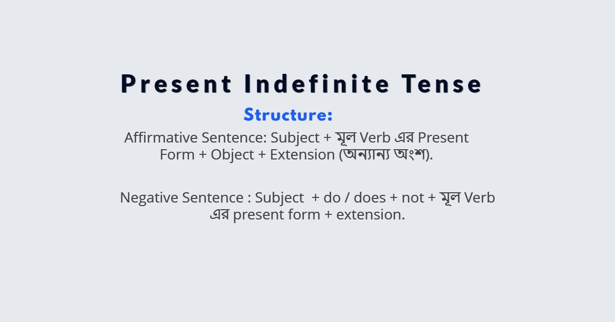 Present Indefinite Tense কাকে বলে? Present indefinite tense এর উদাহরণ?