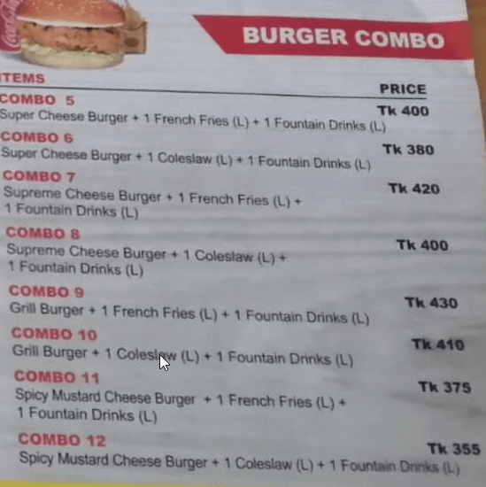BFC Burger Combo
