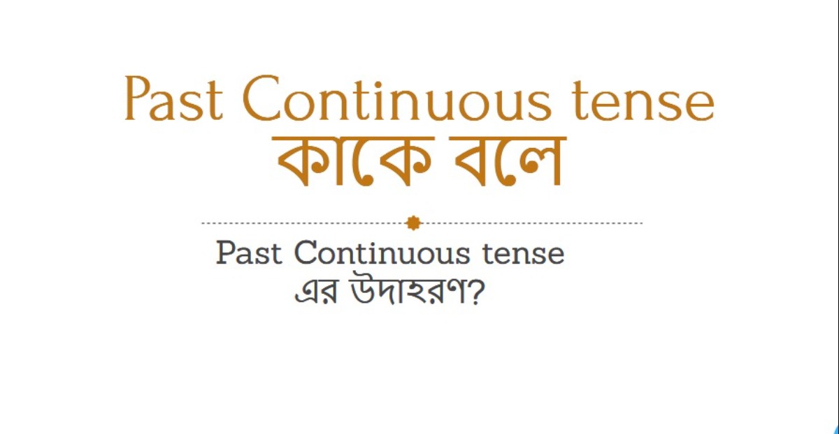 Past Continuous Tense কাকে বলে Past Continuous Tense এর উদাহরণ