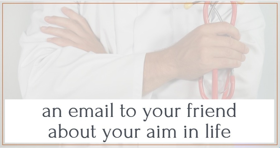 Write an email to your friend about your aim in life